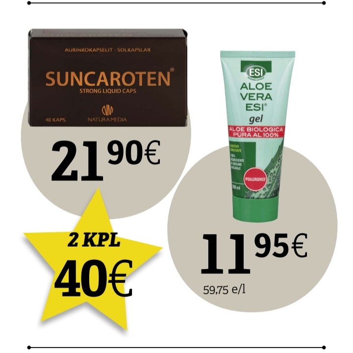 SunCaroten 40kaps ja Aloe vera geeli 200ml