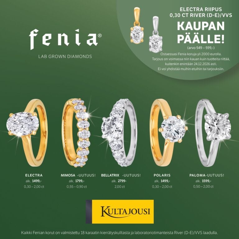 💎 FENIA SÄIHKYVÄÄ TIMANTTILOISTOA! 💎 Tutustu Kultajousen upeaan Fenia-laboratoriotimanttimallistoon! ✨